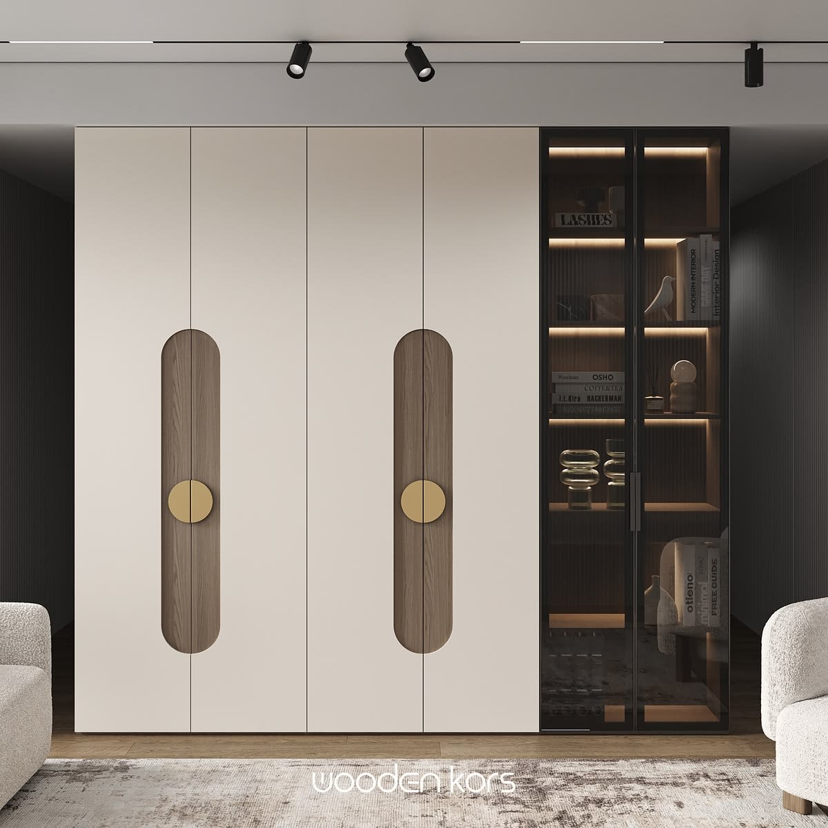 Designer wardrobe with mirror